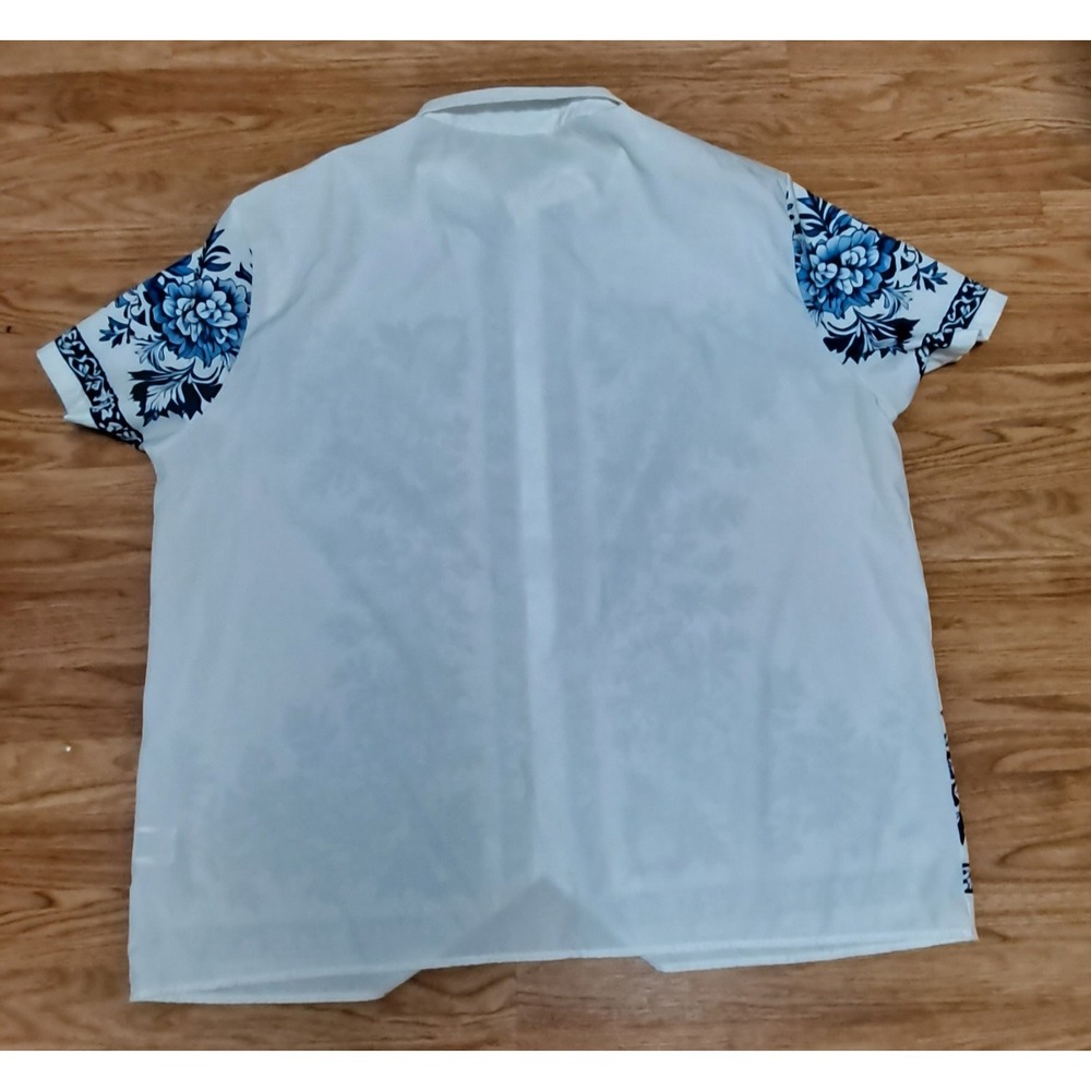 Button Down Shirt Men Fashion Floral Casual Shirt Vintage Style Short Sleeve 4X - Picture 3 of 4